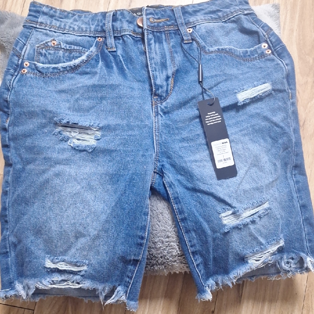 Fashion Nova Blue Distressed Jean Shorts